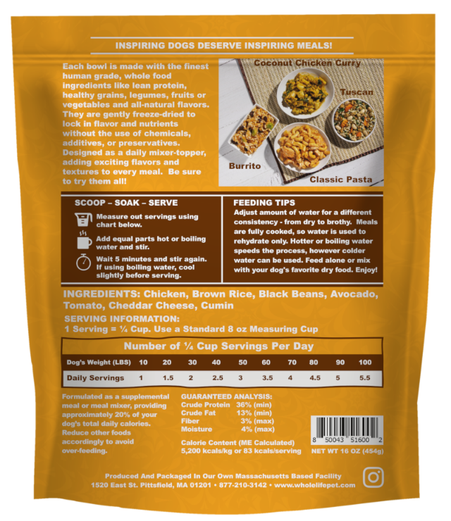 Bistro Bowls – Chicken Burrito Meal Mixers For Dogs