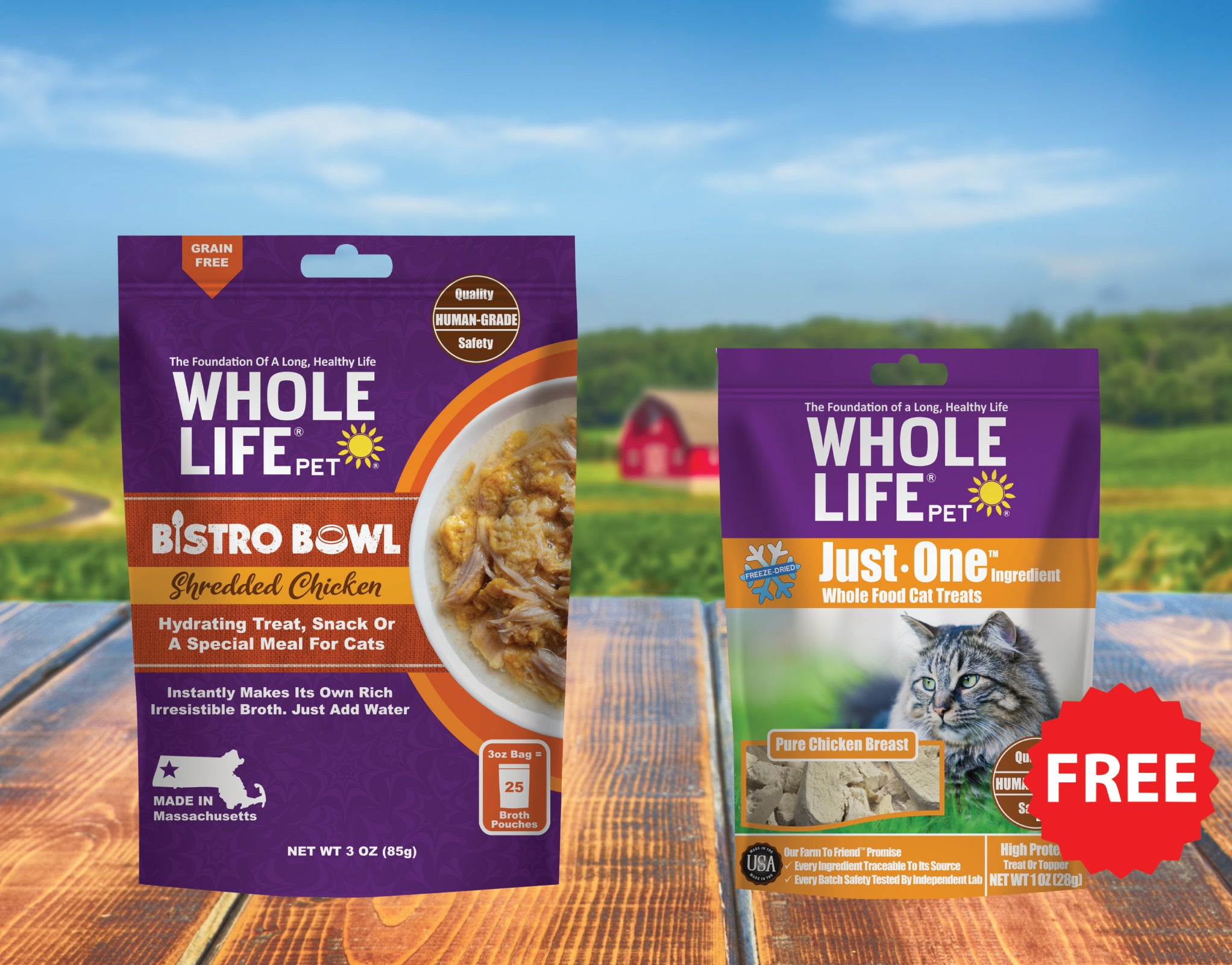 Chicken Delight Cat Bundle - Bistro Bowls Shredded Chicken 3oz + FREE Just One Chicken Treats 1oz ($30 Value)