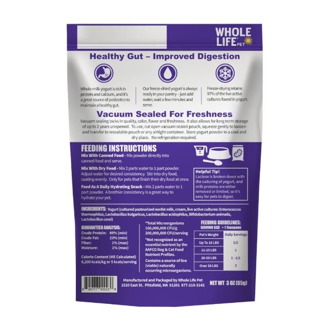 Single Ingredient Freeze-Dried Yogurt Whole Food Functional Toppers For Cats