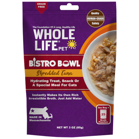 Bistro Bowls: merienda hidratante de atún rallado y complemento alimenticio para gatos