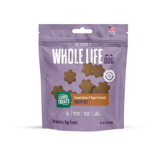 Living Treats – Peanut Butter and Yogurt Recipe Probiotic Treats For Dogs.  Human Grade and Grain Free - Made In Our Own Kitchen
